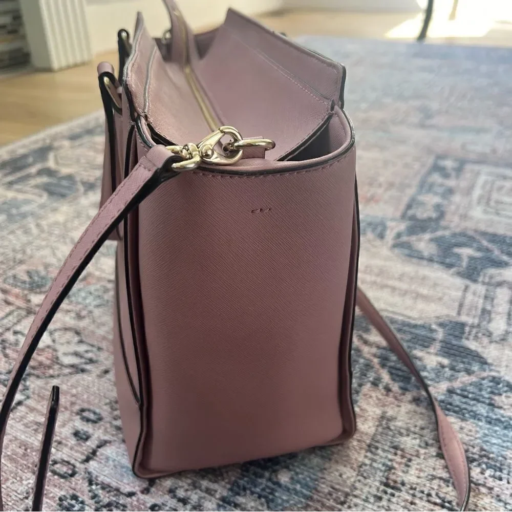 Kate Spade Hadlee Laurel Way Dusty Peony Pink Leather Handbag Purse Satchel